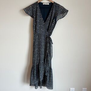 Abercrombie & Fitch Floral Flutter Short Sleeve Wrap Midi Dress Size XS